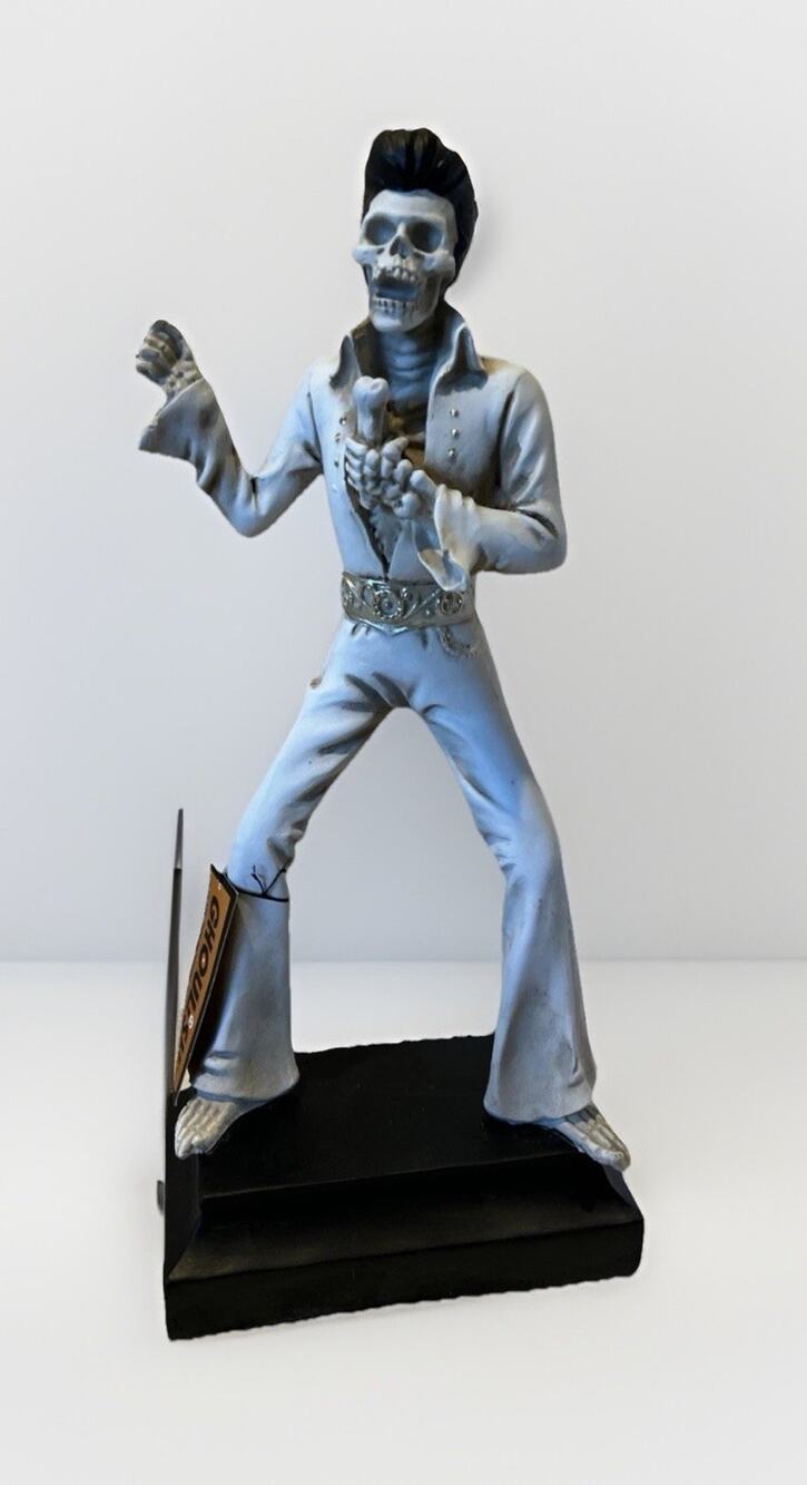Hallow’s Eve Halloween Skeleton Elvis 17.75” Figurine Statue Tabletop Decor NEW
